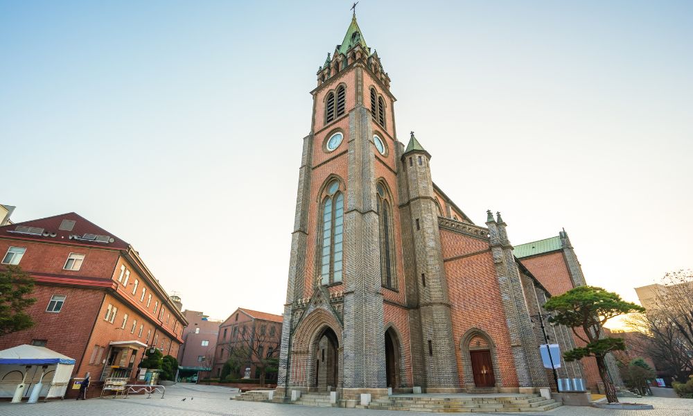 Illustration of Myeongdong Cathedral in Seoul