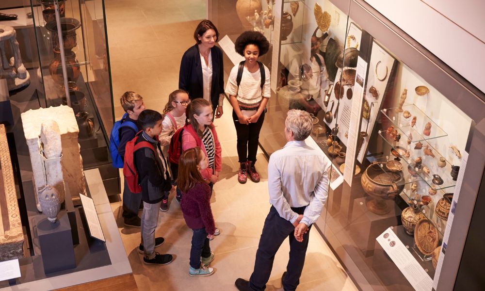 Illustration of educational programs and activities in a museum