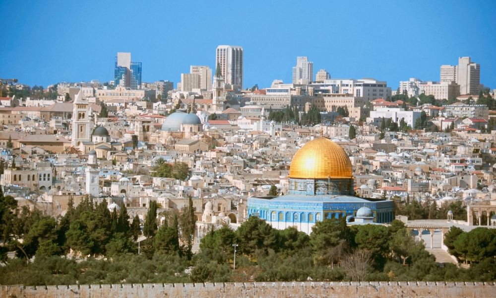 Illustration of several cities in Israel, highlighting their spiritual and cultural significance